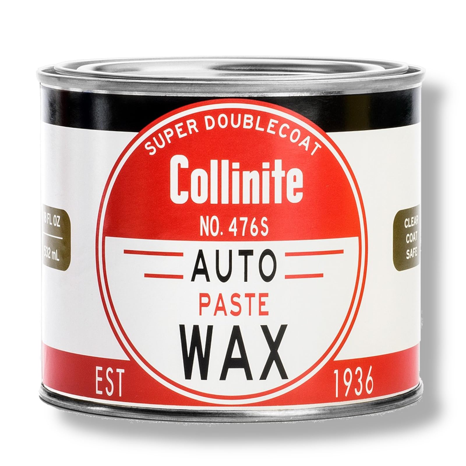 COLLINITE 476S Super Double Coat Auto Wax Veriegelungs Set Groß | Lackschutz Autowachs | wasserabweisende Lackvesiegelung mit 2 Mikrofaser Poliertücher & 2 Mikrofaser Applikatoren - 532Gramm Waxdose