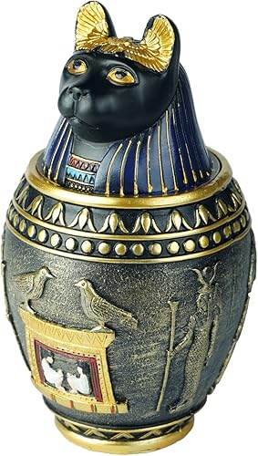 OwMell Egypt God Bastet - Tarro canópico estatua de tarro egipcio de 76 pulgadas recipientes de almacenamiento multiusos para decoración egipcia -