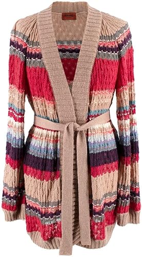 Missoni Cárdigan de Punto a Rayas Multicolor Cinturón de Segunda Mano