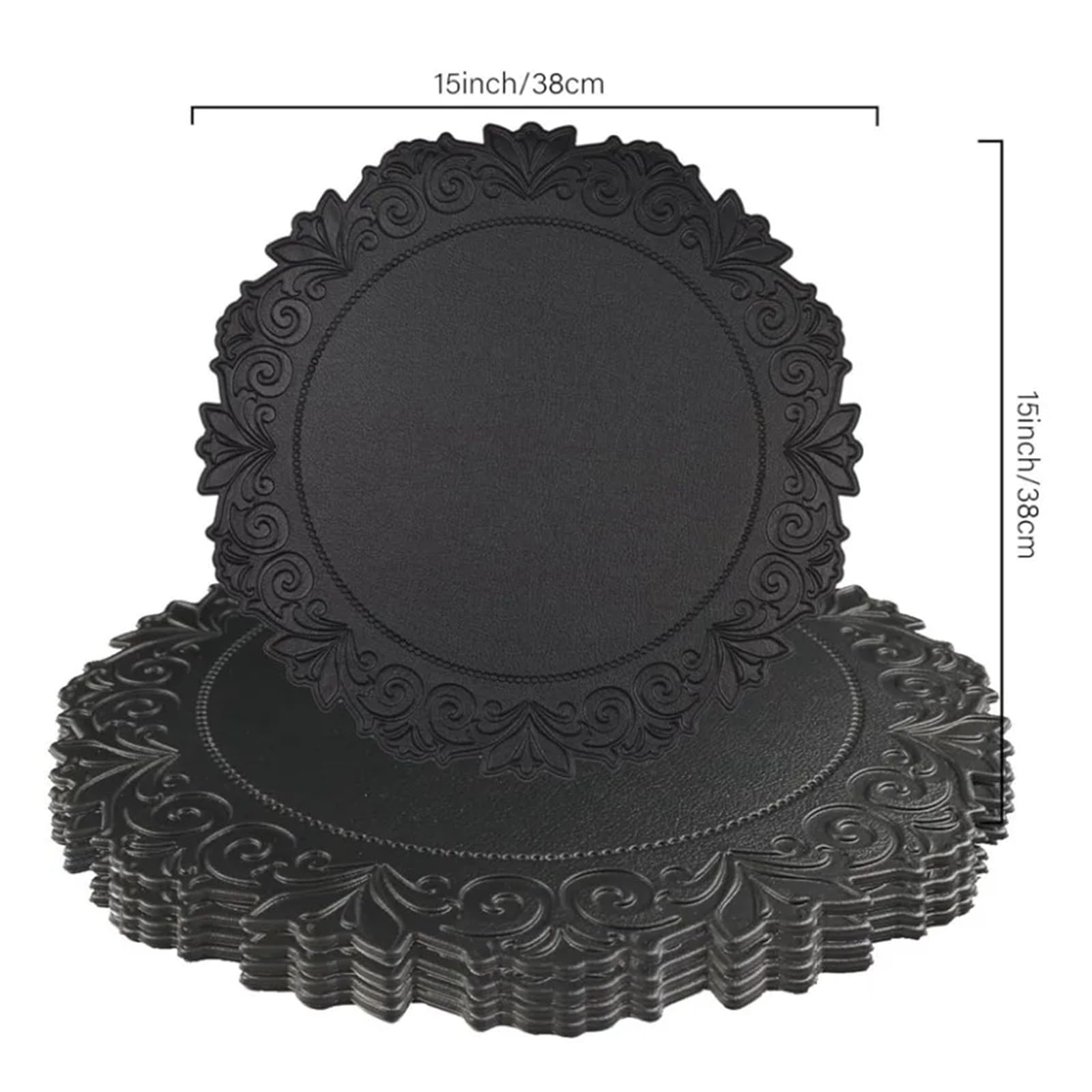 Faux Leather Placemats Lot de 1, 4 ou 6 Sets Table Ronds en Similicuir, Accessoires Cuisine, for l'extérieur et l'intérieur(Blue,6pcs Round 38cm)