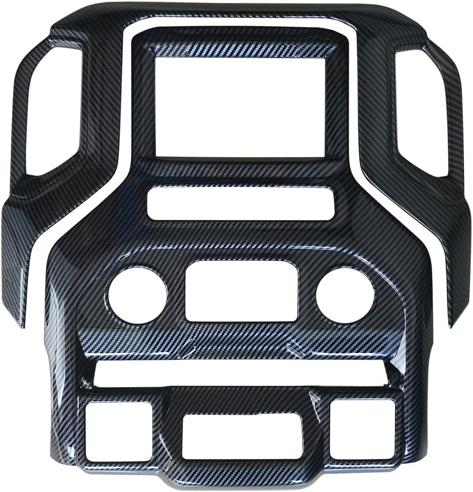 ruihe ‌Carbon Fiber Color Radio & Navigation Control Panel Cover Trim for 2019-2025 GMC Sierra/Chevy Silverado 1500/2500/3500 - ABS Plastic Dash Frame Upgrade（Low Version）