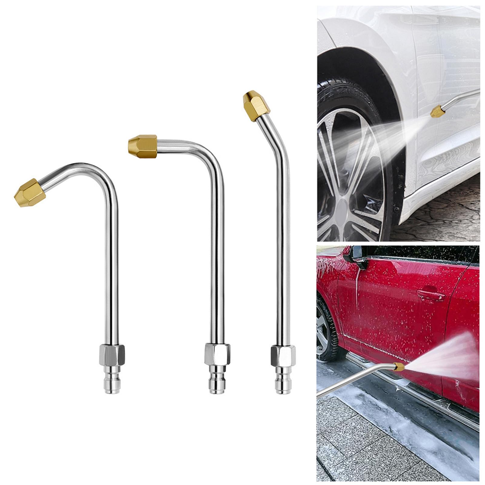 3Pack Pressure Washer Extension Wands Curveds Extension Rod 1/4Inch QuickConnects Washer Elbow Rod Water Kit Extension Rod