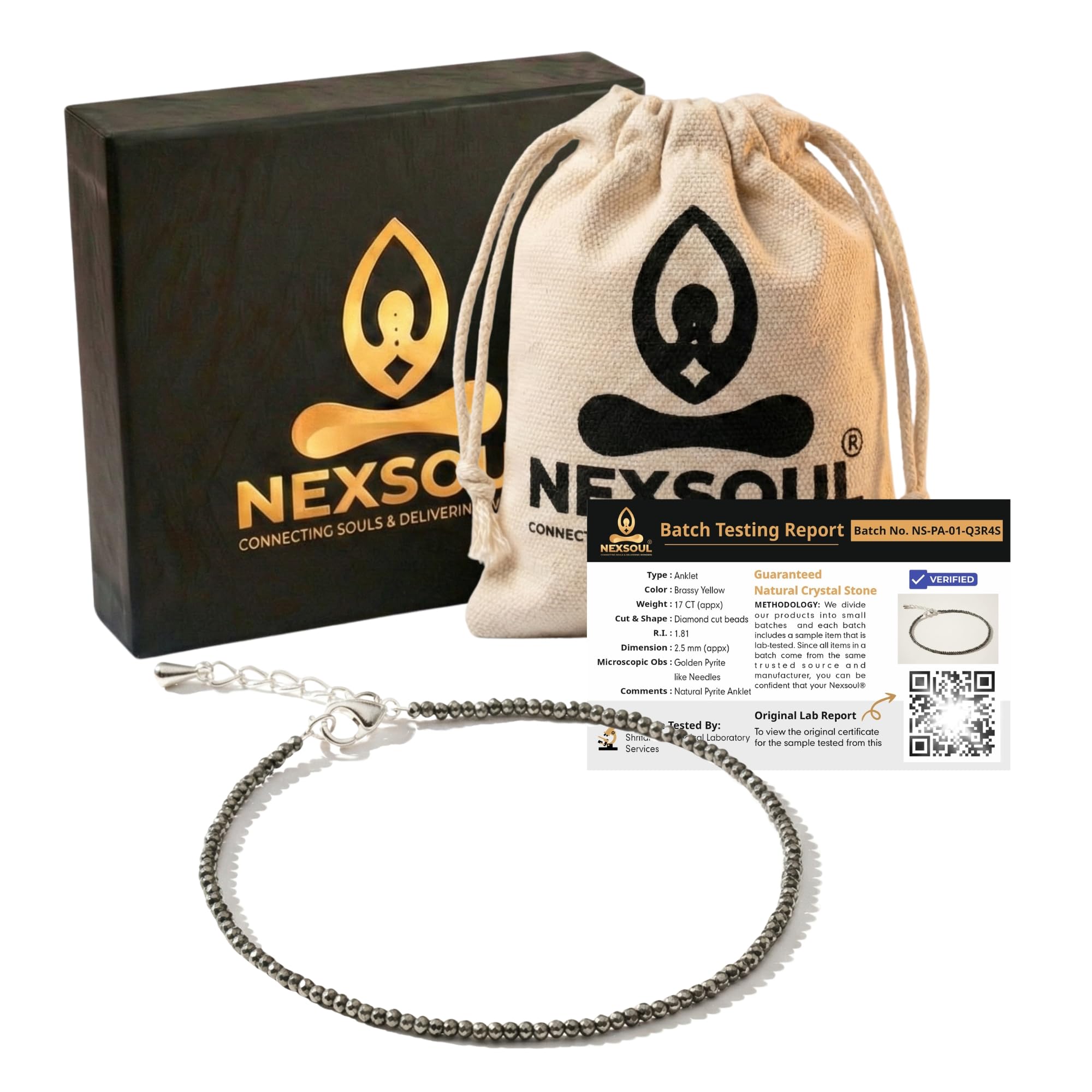 Raw Pyrite Anklet for Women | Pyrite Stone Anklet for Wealth, Confidence & Financial Positivity | Natural Crystal Jewelry – Best Gift Item for Women