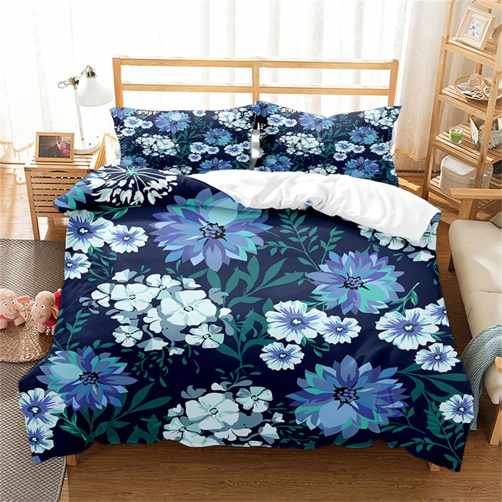 Fundas Nordicas Infantiles Cama 150 Funda De Almohada con Dos 40X75Cm Flores Patrón Funda Nordica Cama 240X220 Prevenir Alergia Funda De Edredón 3D Impresión 3D con Cremallera Fibra Extrafina