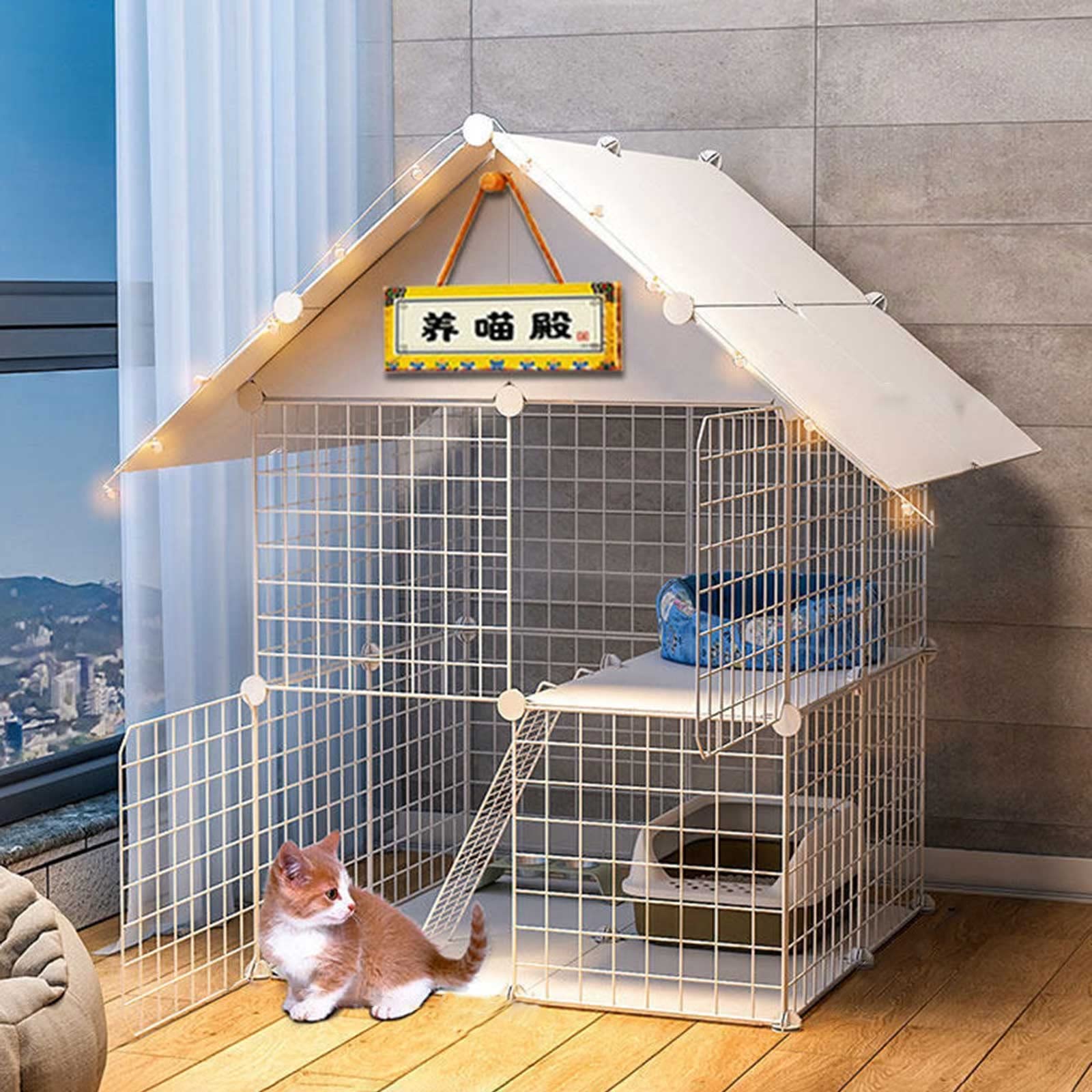 Cage pour furets et lapins avec enclos d'intérieur pour petits chiens