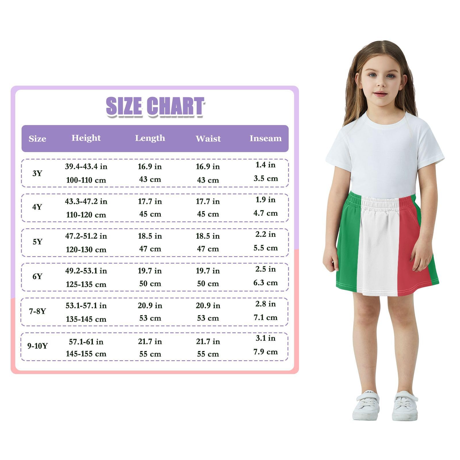 Jupe trapèze pour enfants durable et poches latérales résistantes au rétrécissement, polyvalente et assortie