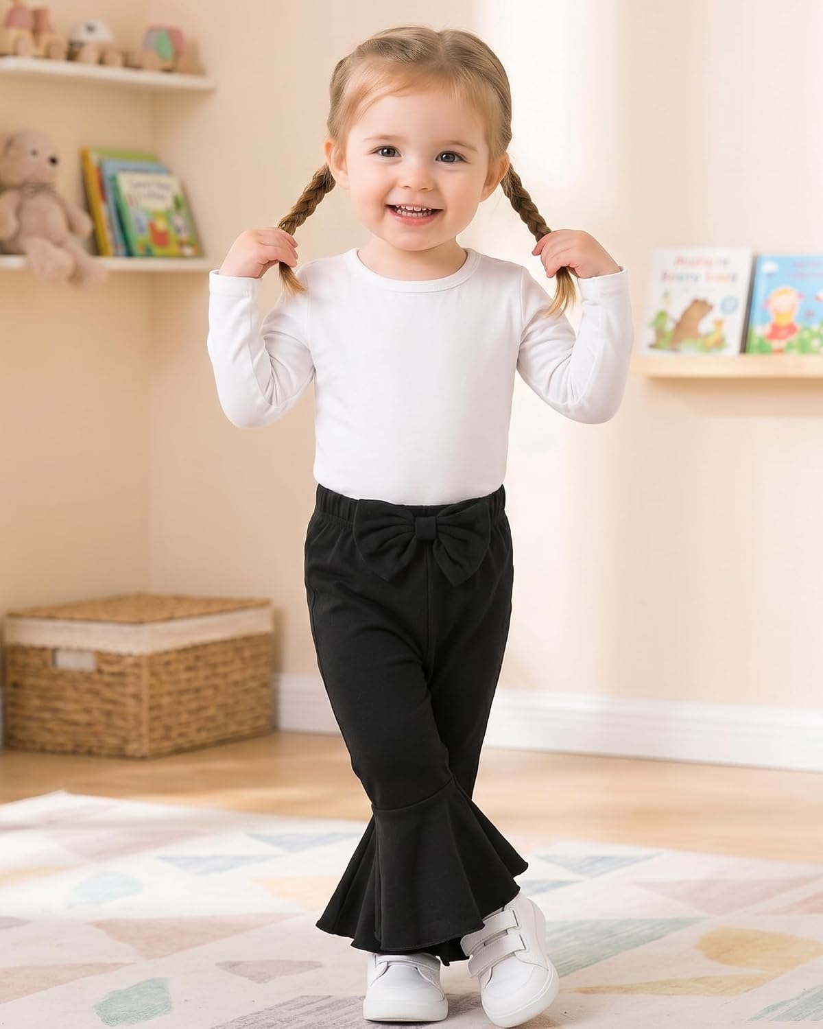 5-Pack Toddler Baby Girl Pants Bow Flare Bell Leggings Bottoms