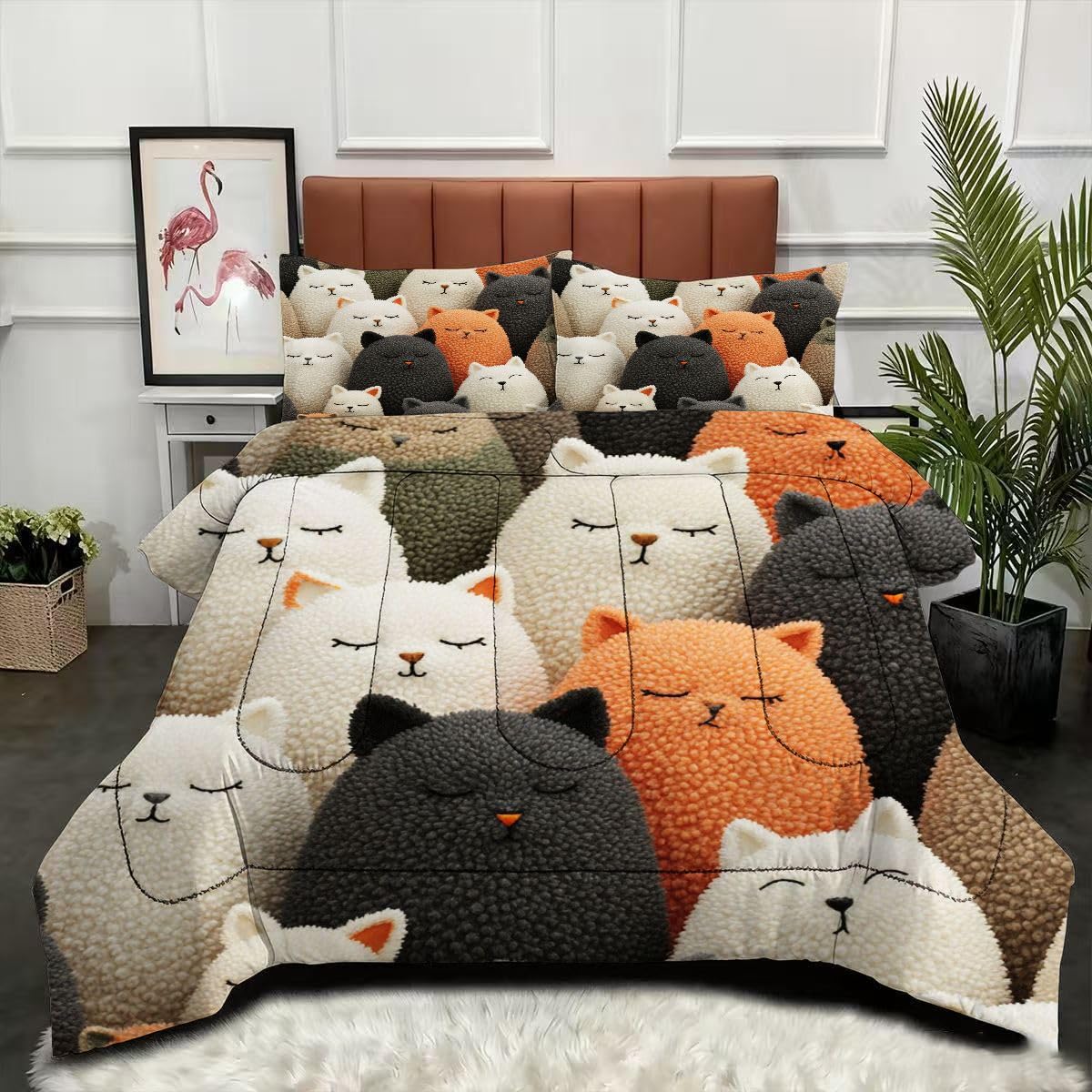 Edredón King Size Estampado 3D | Gato Animado NiñO, Nórdico Máximo Confort para Camas Grandes, Lavable, Reversible, Incluye 2 Fundas de Almohada 50x75 cm_A2382