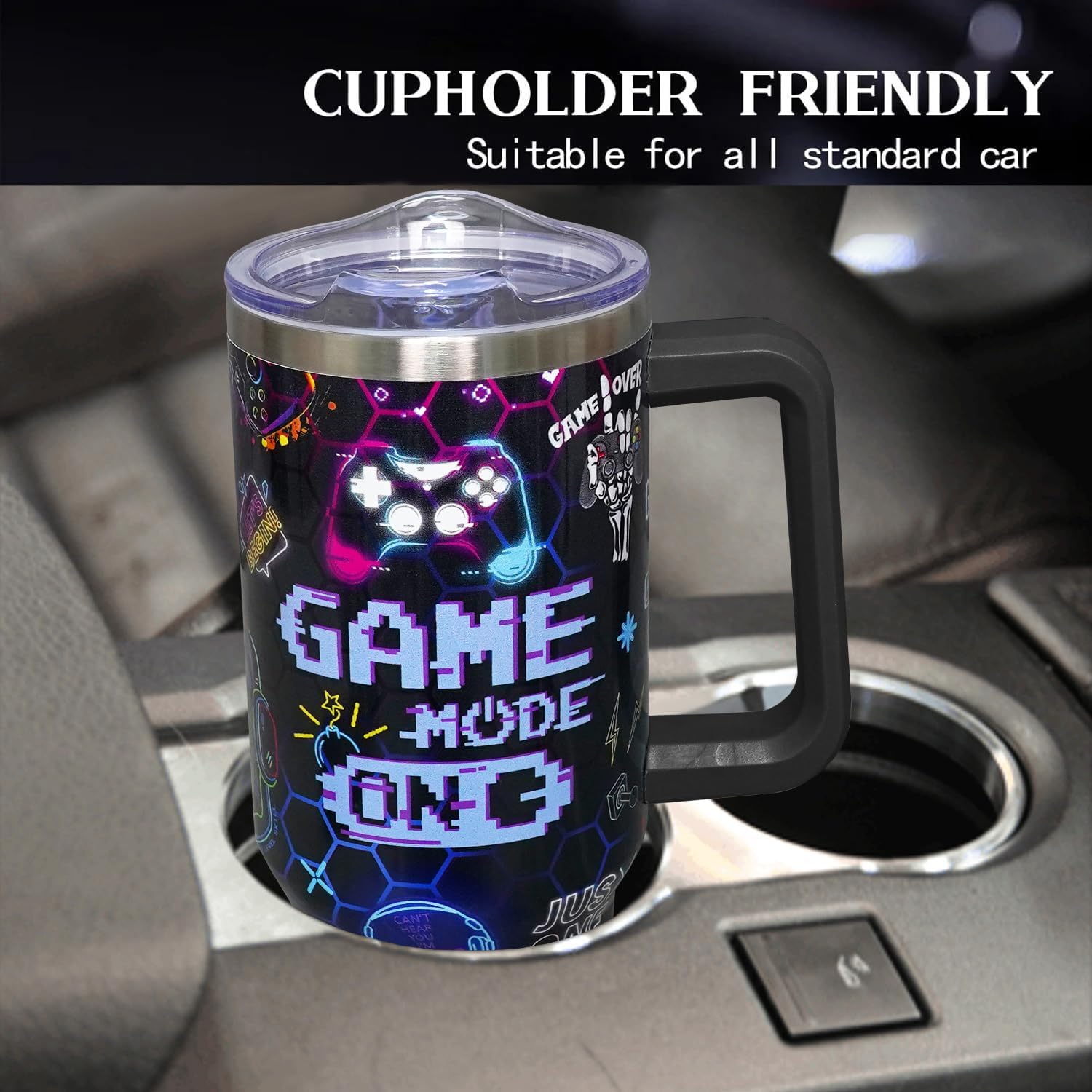 40oz Gamer Tumbler With Handle Lid and Straw,Cool Gamer Gift For Boys/Girls,Video Game Gifts,Gaming Gifts For Men/Women Stainless Steel Insulated Bottle Travel Mug Coffee Cup