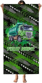 Mercuryelf Beach Towel for Boys - Custom Garbage Truck Beach Towel for Pools, Travel - Lightweight Quick Dry Microfiber 30x60 Inch