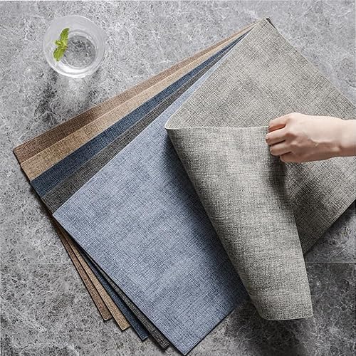 Miniatura 6 de Weabetfu Juego de 6 manteles individuales de piel sintética resistentes al calor, impermeables, lavables, antideslizantes, para interiores y