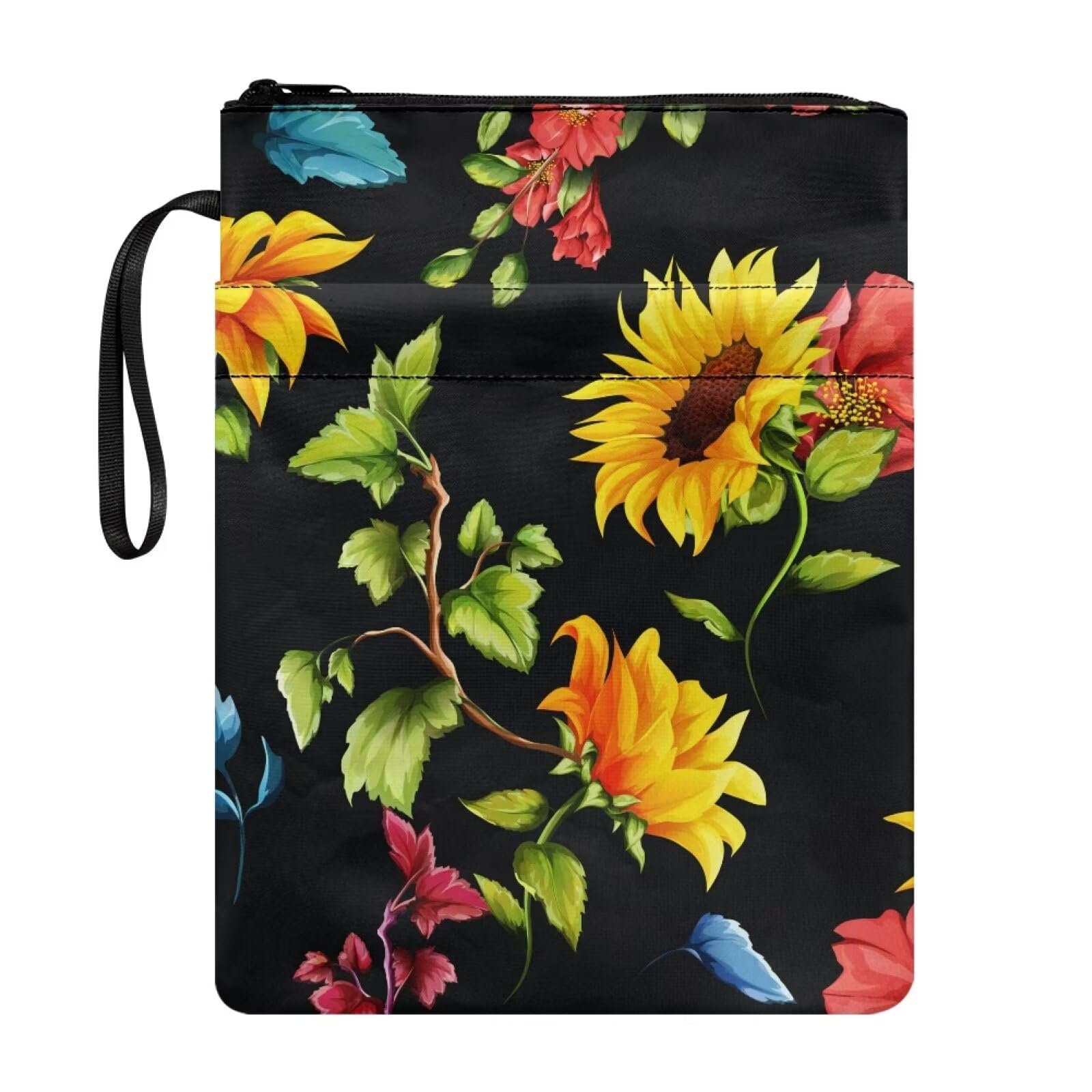 Xoenoiee Sunflower Floral Print Book Sleeve for Book Lovers, Book Covers for Paperbacks, Book Protector Pouch with Zipper, Book Cover for Teacher Students