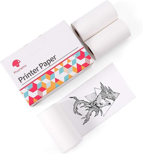 Phomemo Papel blanco para M02 M02 Pro M02S M03, original, adhesivo, papel de impresora térmica, papel adhesivo brillante, para impresora de