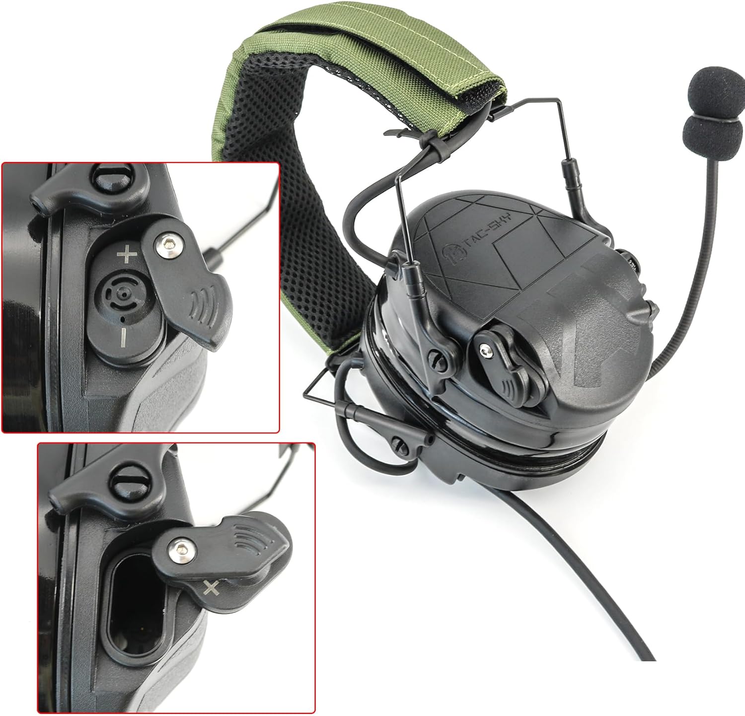 TAC301 Tactical Headset Electronic Shooting Ear Protection Headphones w Microphone,Hearing Protection with U94 PTT
