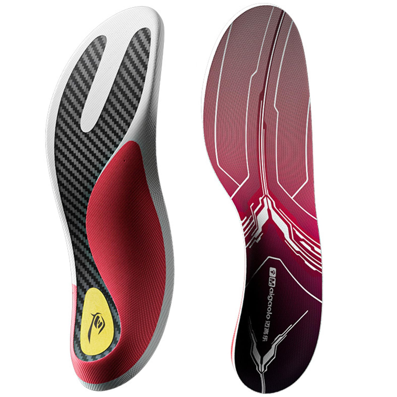 Solette Ultrasottili in Fibra di Carbonio con Supporto Arco Plantare, Design a Y Leggero per Tapis Roulant & Jogging - Ammortizzanti e Riduzione Pressione - Unisex EU 37-38