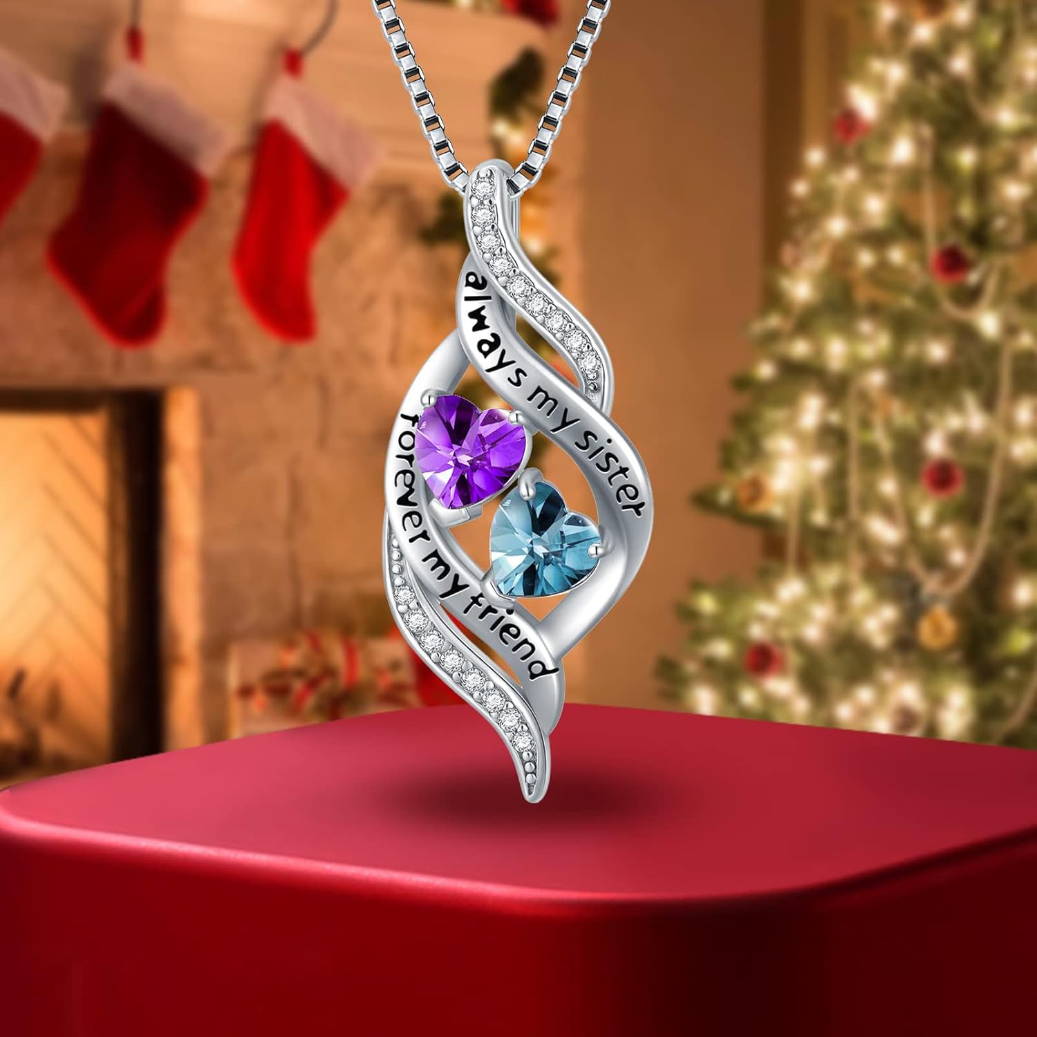 Sister Necklaces Sister Birthday Gifts for Sisters Always My Sisters Forever My Friend Necklace Double Birthstone Necklaces Gift from Sis Anniversary Birthday Gifts for Women