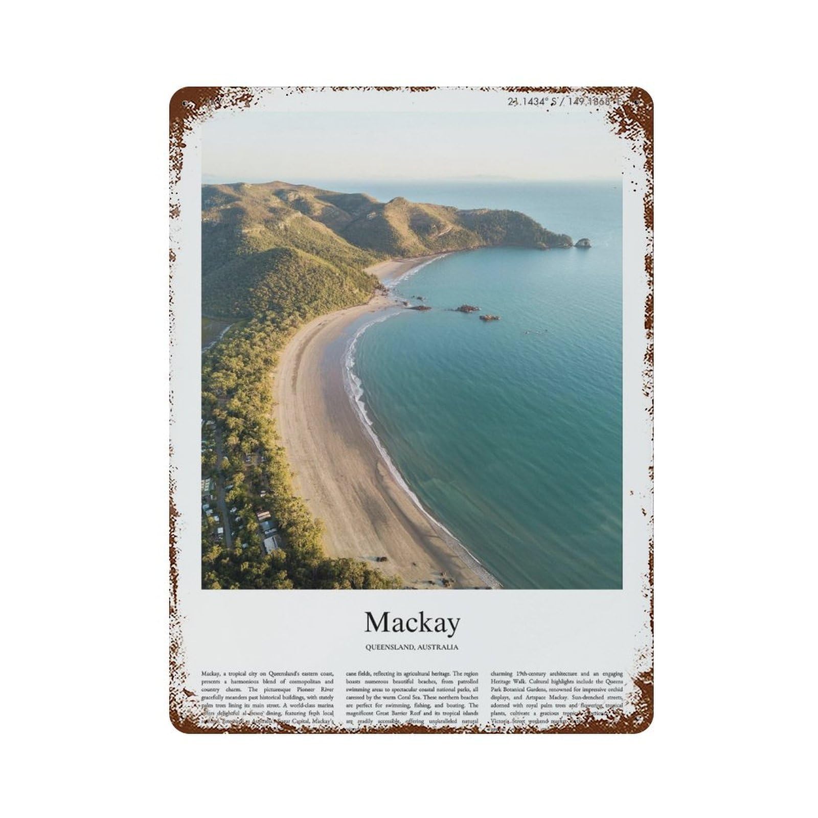 xiaoxiaoshen Mackay Queensland, Australia City Scenery Wall Decor Art Metal Tin Poster Modern Home Decor Art Home Bar Shop Decorations Vintage Sign 40x30cm