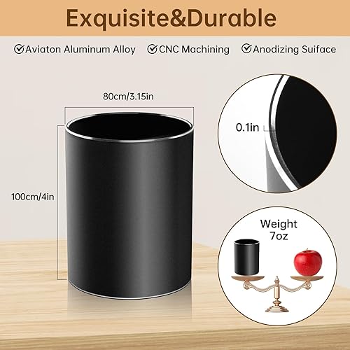 Miniatura 2 de Regalos cristianos, soporte de metal para lápices, soporte de aluminio para escritorio, organizador de escritorio redondo y taza de lápiz negra para