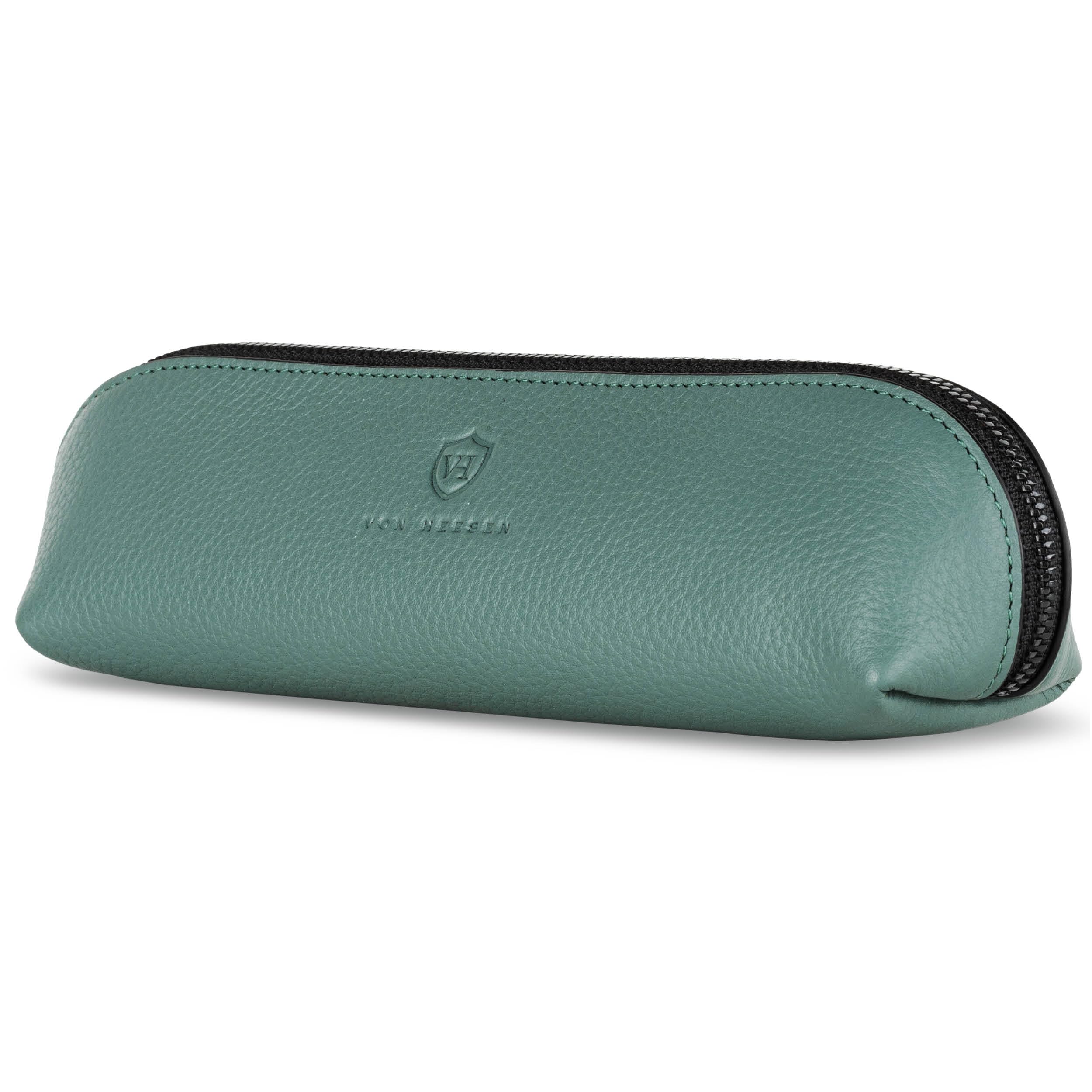 VON HEESEN® Echtleder Federmäppchen Leder Federmappe Etui für Stifte Mäppchen Schule Federtasche Uni Schlampermäppchen