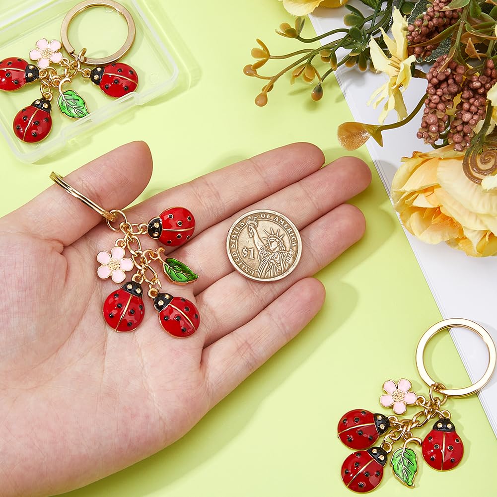 Portachiavi a forma di coccinella, portafortuna in pelle, colore nero, rosso, regalo per persone preferite, donne, uomini, bambini, inizio scuola, laurea, talismano, fatto a mano, Nero , Lang 7 cm
