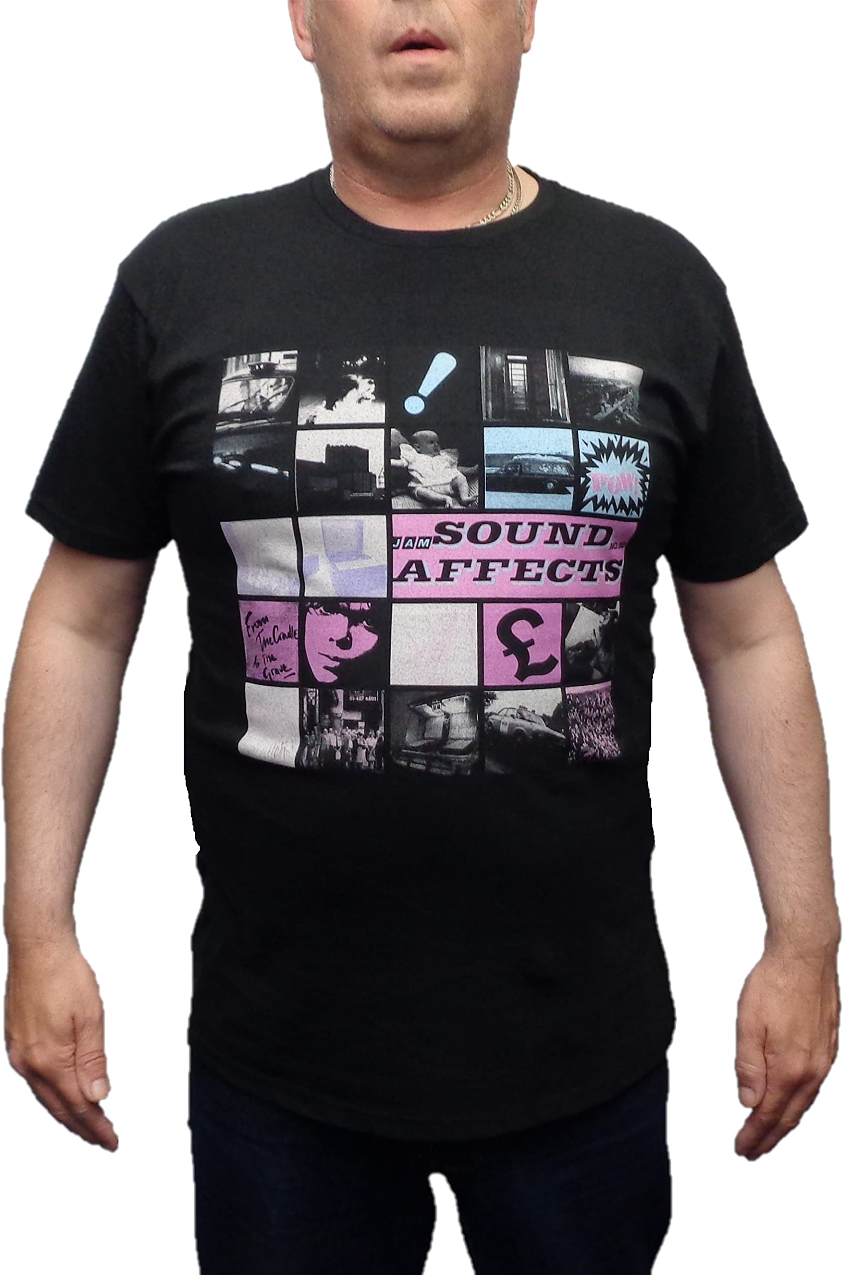 Mazeys Mens Official The Jam T Shirts (Medium, Sound Effects Black)
