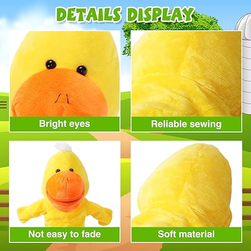 Miniatura 4 de 9 marionetas de mano de animales con boca abierta y movible de 11.8 a 13.8 pulgadas, animales de peluche suaves de animales de granja safari,