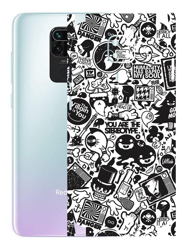 AtOdds - Redmi Note 9 Mobile Back Skin Rear Screen Guard Protector Film Wrap with Camera Protector (Coverage - Back+Camera+Sides) (B&W Graffiti) (B0B9HVLVZ5) Amazon Price History, Amazon Price Tracker