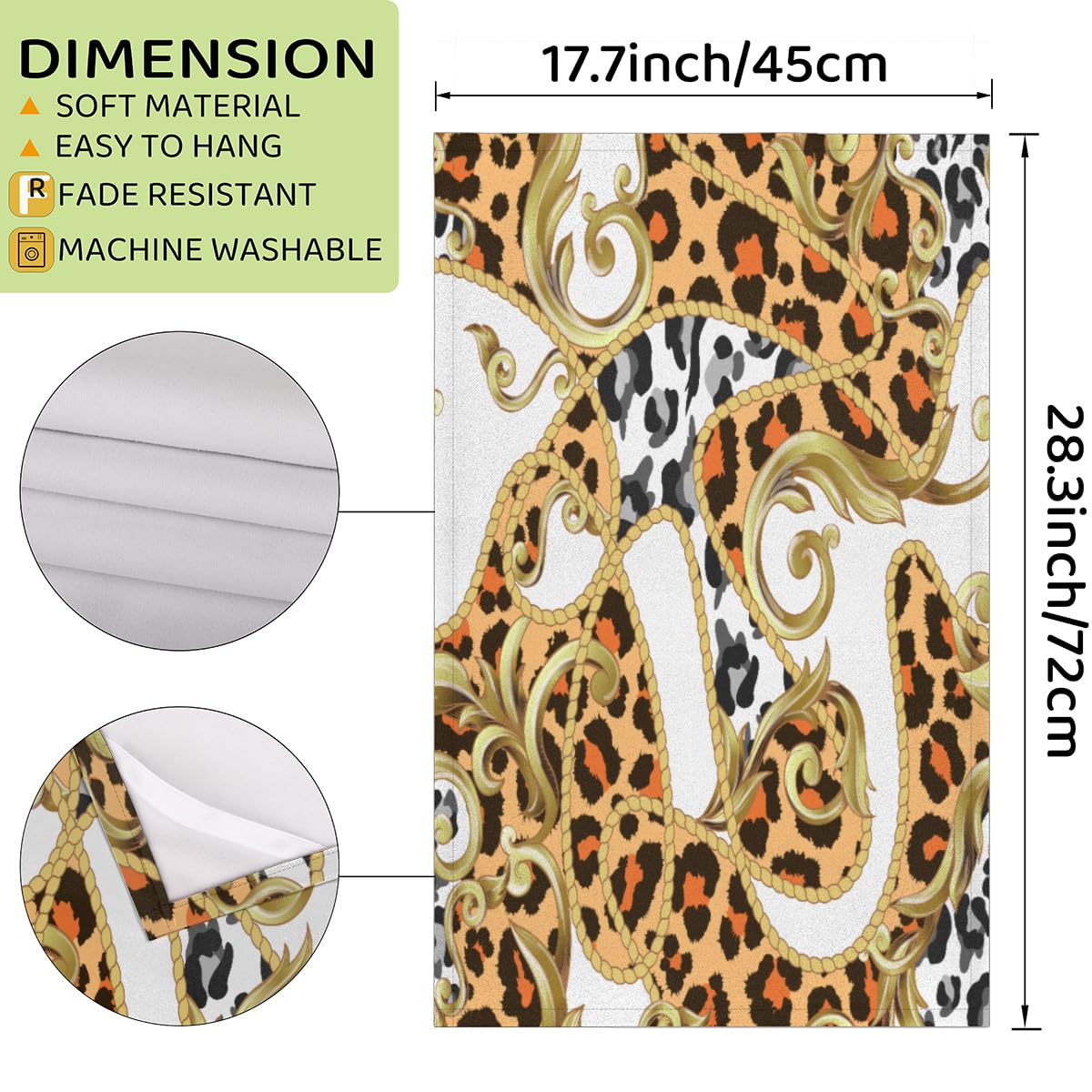 Lot De 6 Torchons De Cuisine Léopard - Serviettes Absorbantes En Polyester 28x28cm