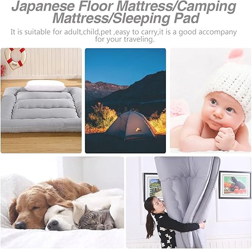 Miniatura 6 de Sleepwish Colchón de suelo japonés para futón colchoneta gruesa de tatami colchoneta plegable enrollable tumbona y sofás color turquesa tamaño