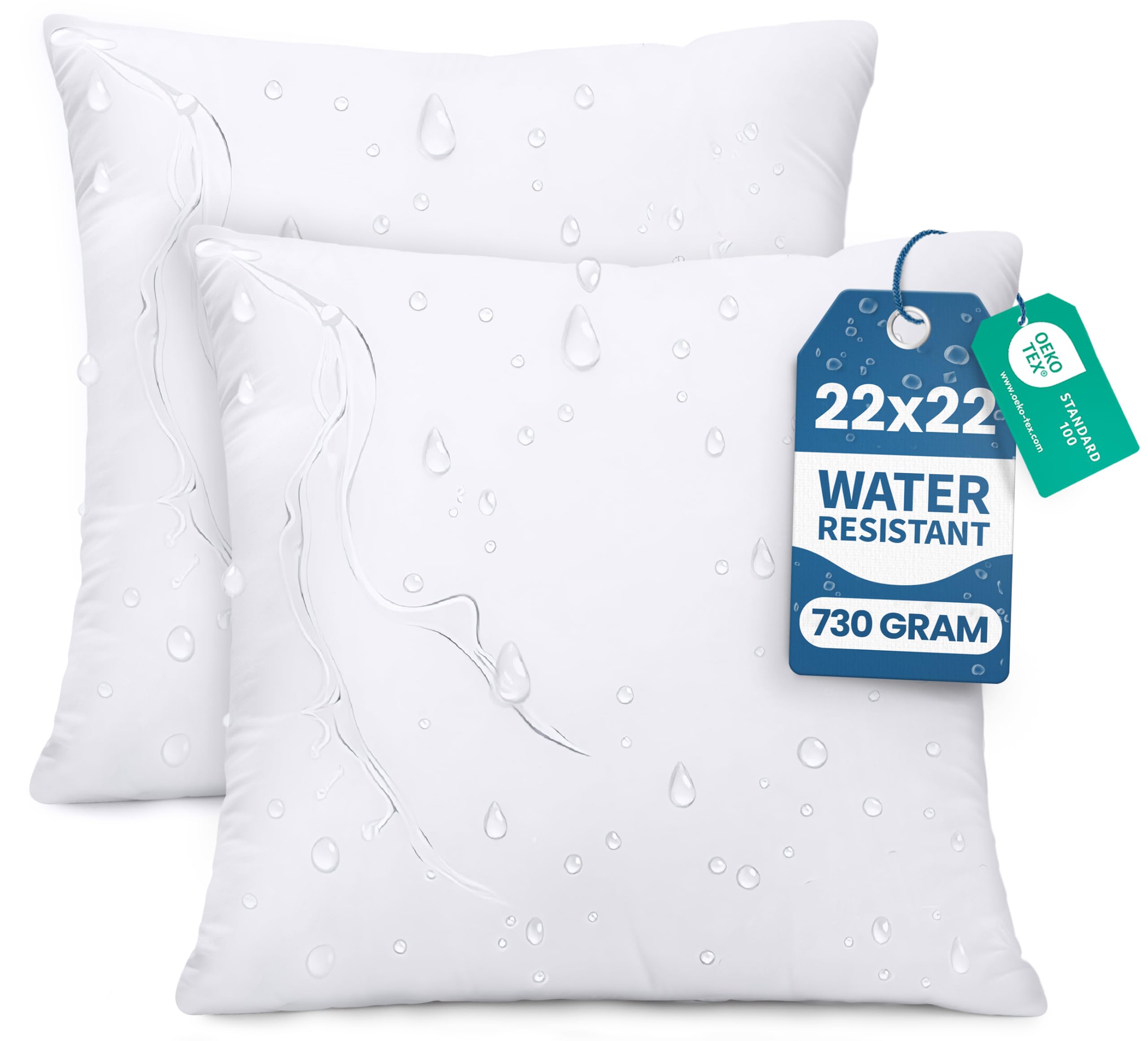 Utopia Bedding 22x22 Outdoor Pillows, Water Resistant Throw Pillows, 2-Pack