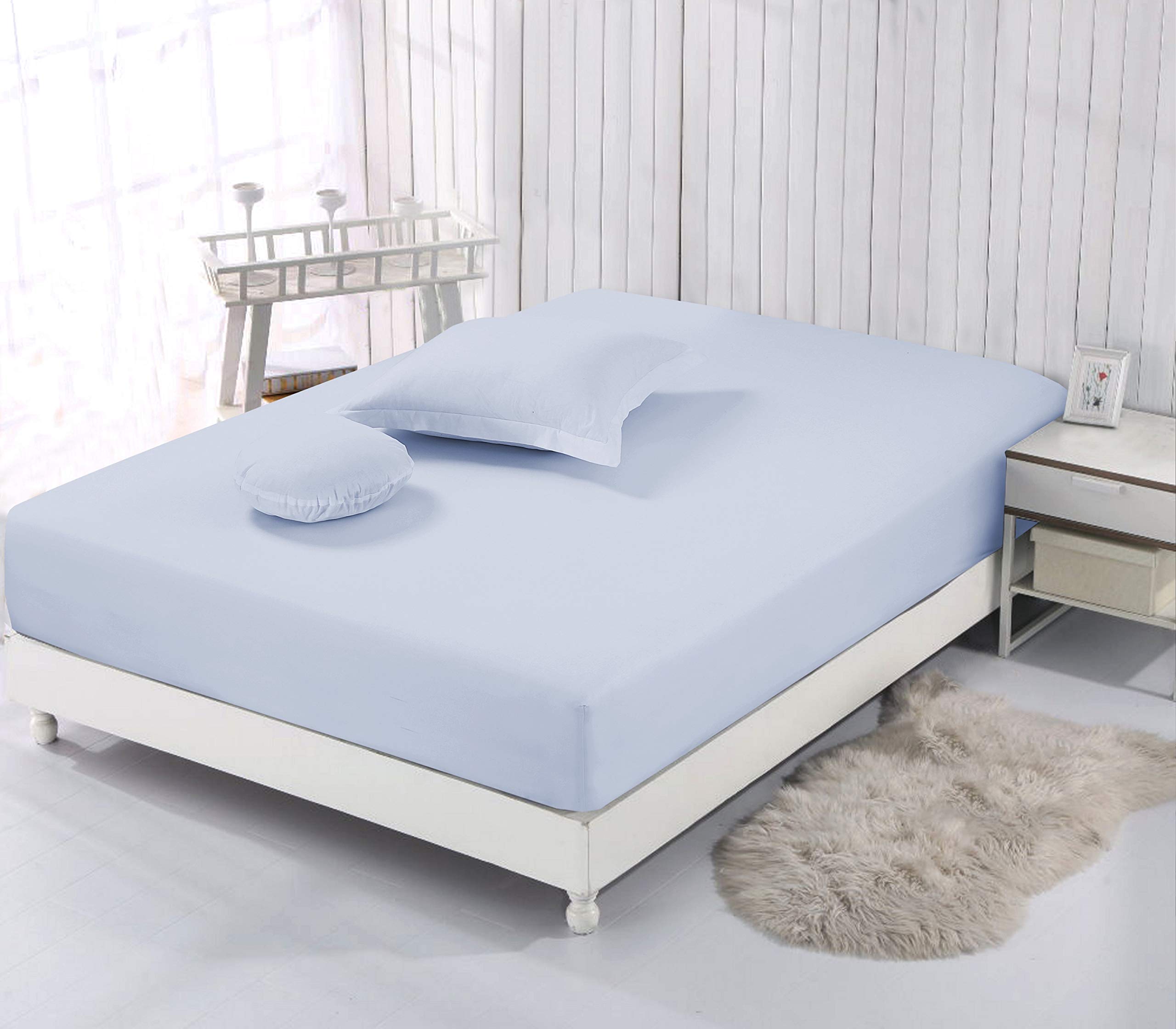 VISION Lenzuolo con angoli matrimoniale, 2 persone, 150 x 200cm con altezza da 30cm, Grigio perla, 100% Cotone