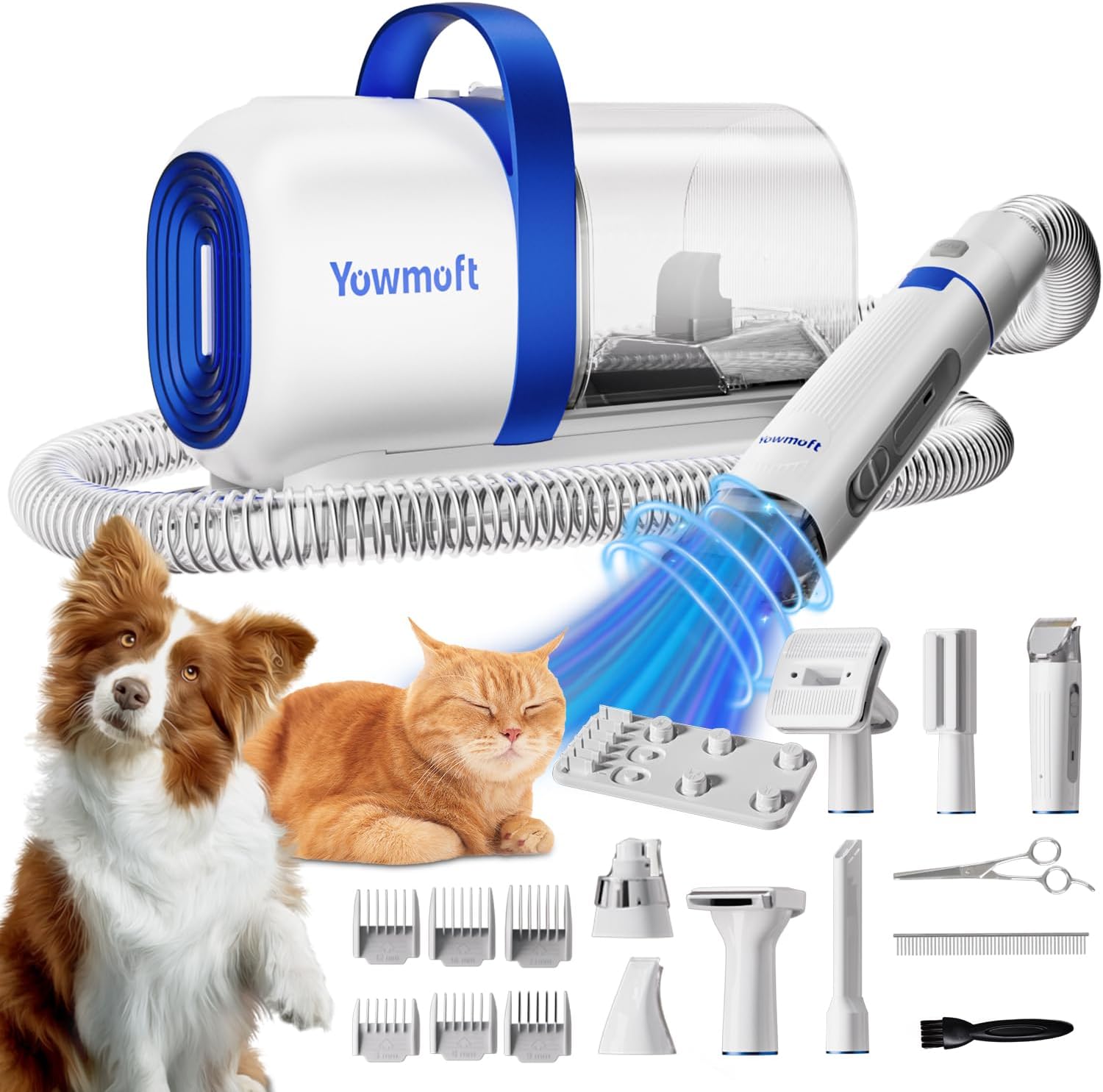Dog Grooming Vacuum & Kit, 15 Pet Grooming Tools, Max 11 Kpa, 2 L Capacity, Pet Groomer for Dogs/Cats/Home
