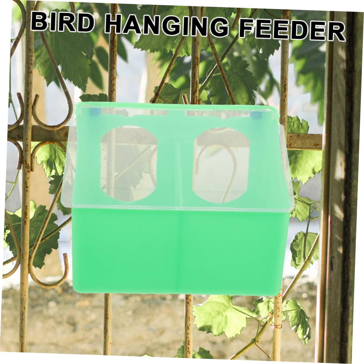 Mangeoire à Oiseaux à Double Ouverture, Lot de 3, Plastique Vert