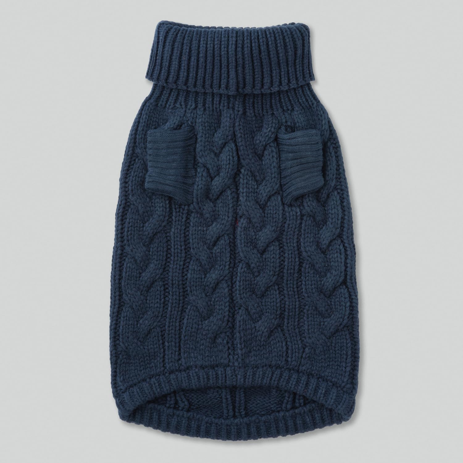 HUGO & HUDSON x HACKETT Cable Knit Pullover Dog Jumper, Warm Knitted Turtleneck Sweater, Navy, XS - Image 4