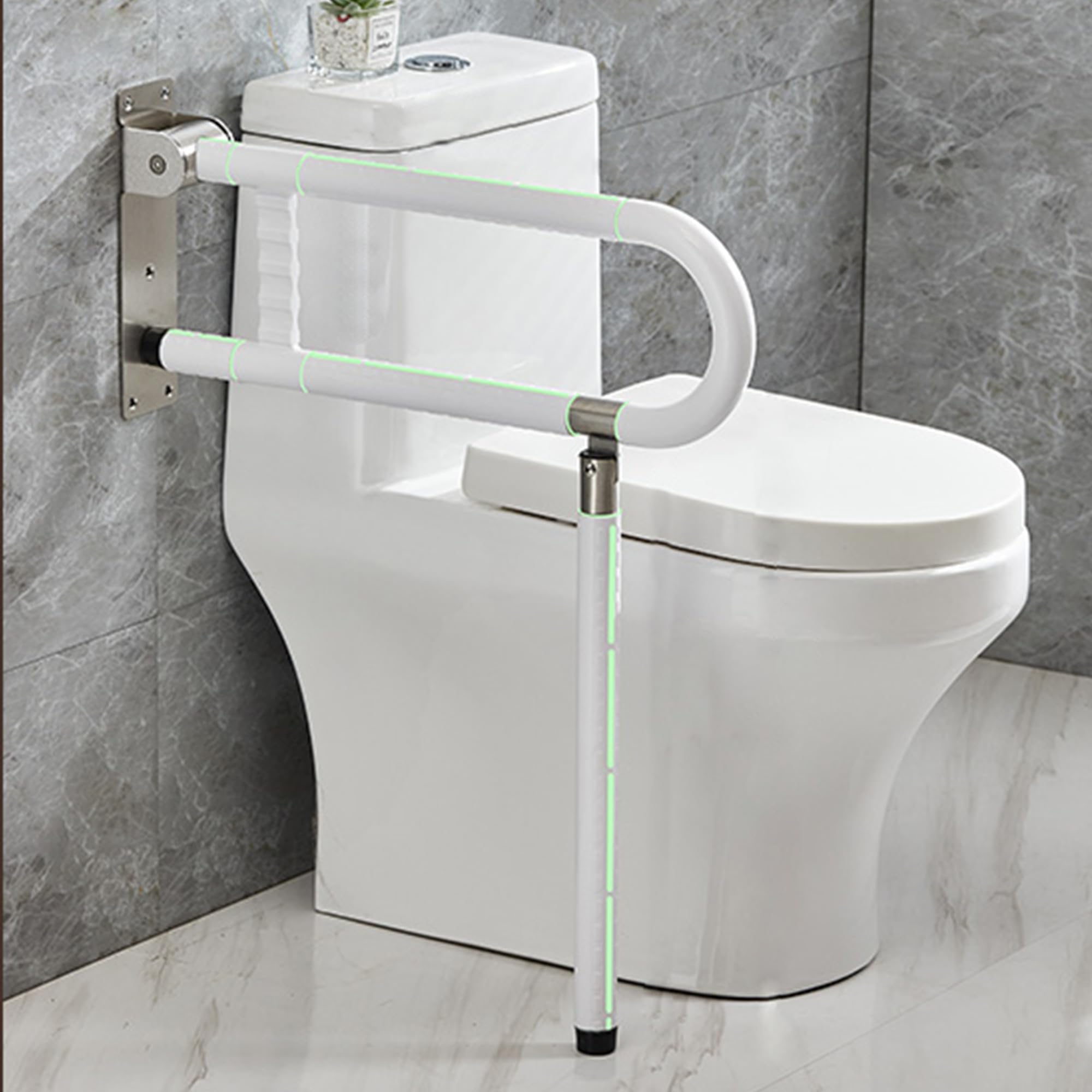 ITSOGOO Barra Abatible Baño Minusválido 60x70cm Agarrador Ducha Personas Mayores,Acero Inoxidable,Asidero de Seguridad para Baño,Soporta Hasta 300kg Blanco