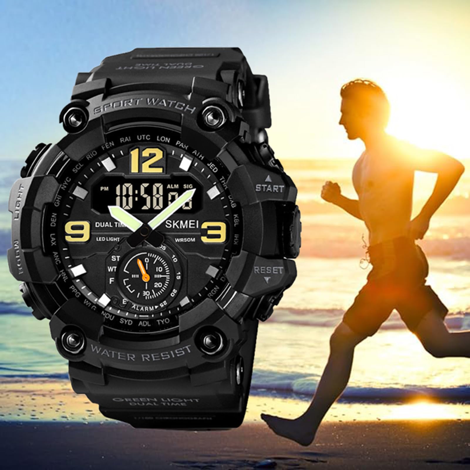 Orologio Sportivo Digitale Militare Uomo - Grande Display 52mm, Doppio Fuso Orario, Sveglia, Cronografo, 5 ATM Impermeabile