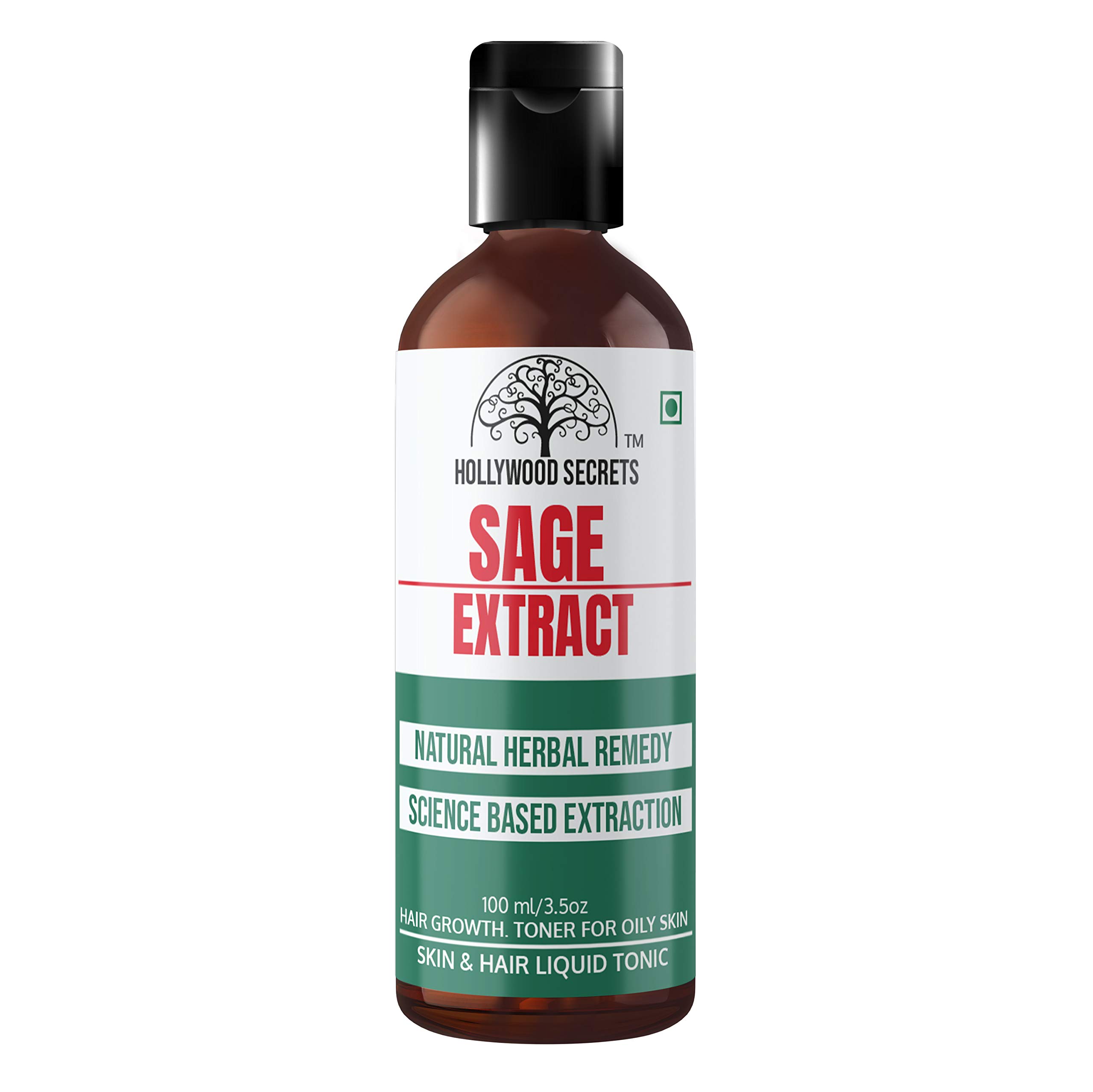 HOLLYWOOD SECRETSPure 85% Sage Liquid Botanical Extract | Oily Skin | Hair Growth | Anti-ageing |100ml