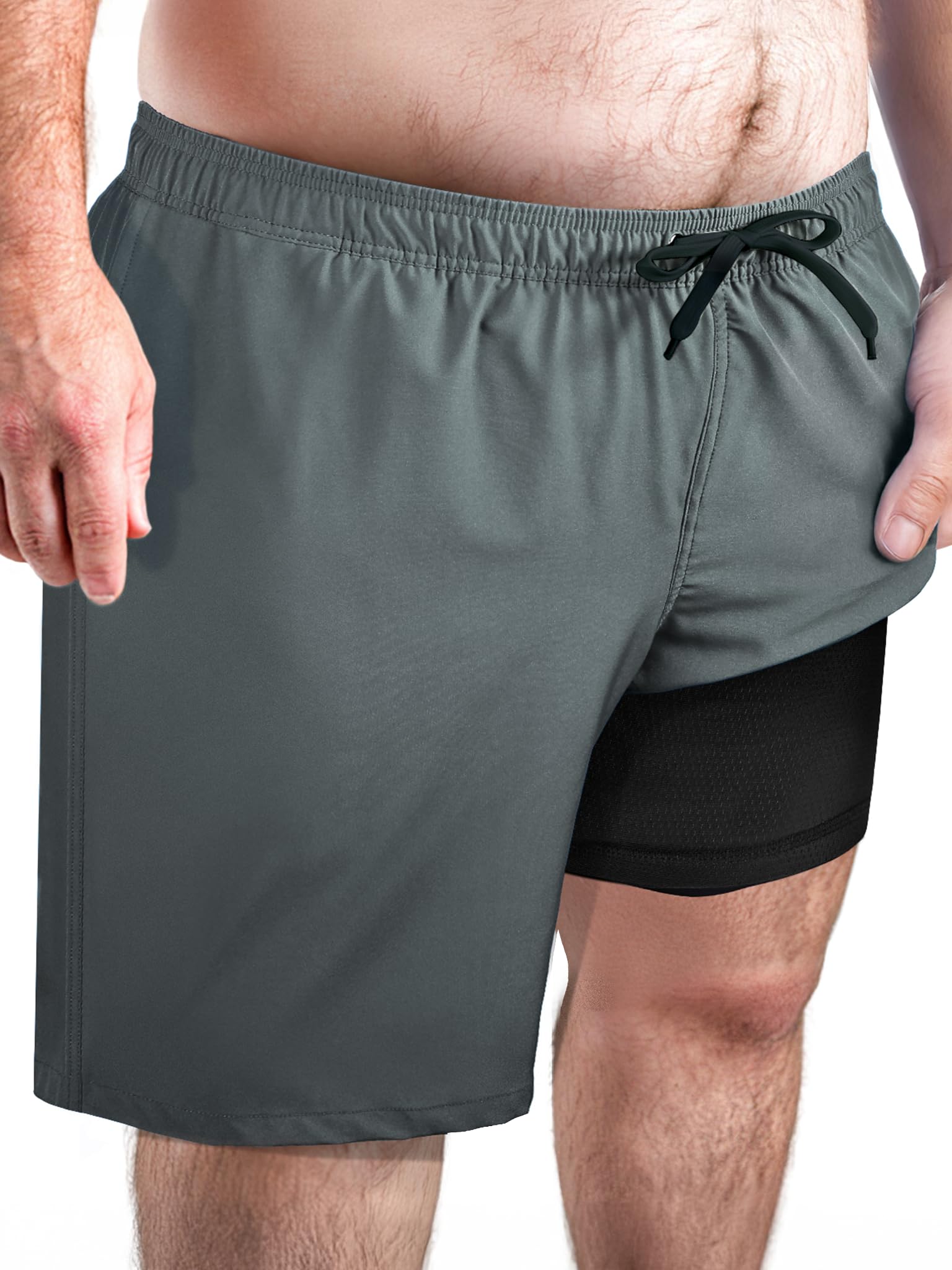 Arcweg Men's Big and Tall Swim Trunks Plus Size Swimsuit for Men with Compression Liner & Zipper Pocket