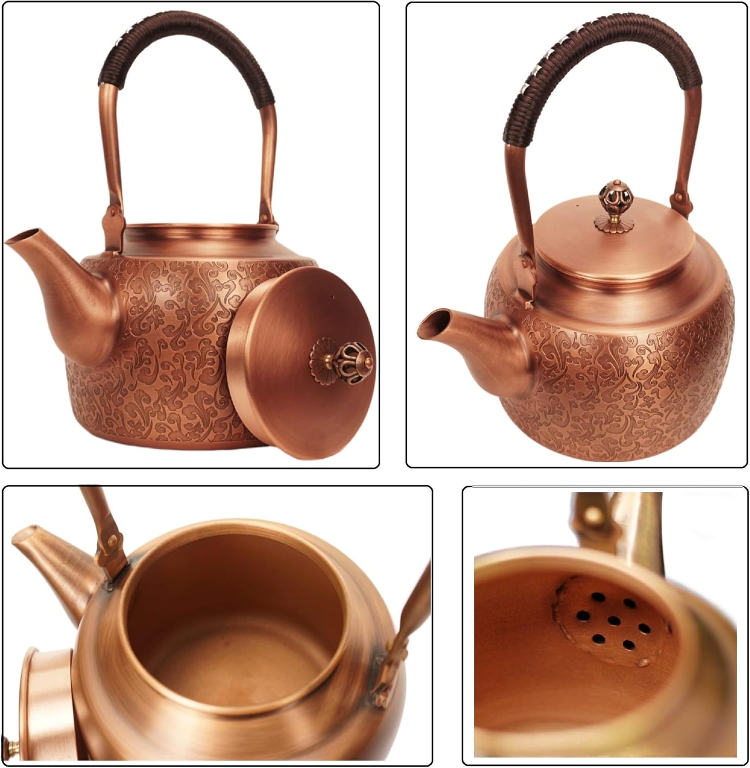 Kkekos Pure Copper Kettle Copper Teapot for Stovetop 1600ml (Type3)