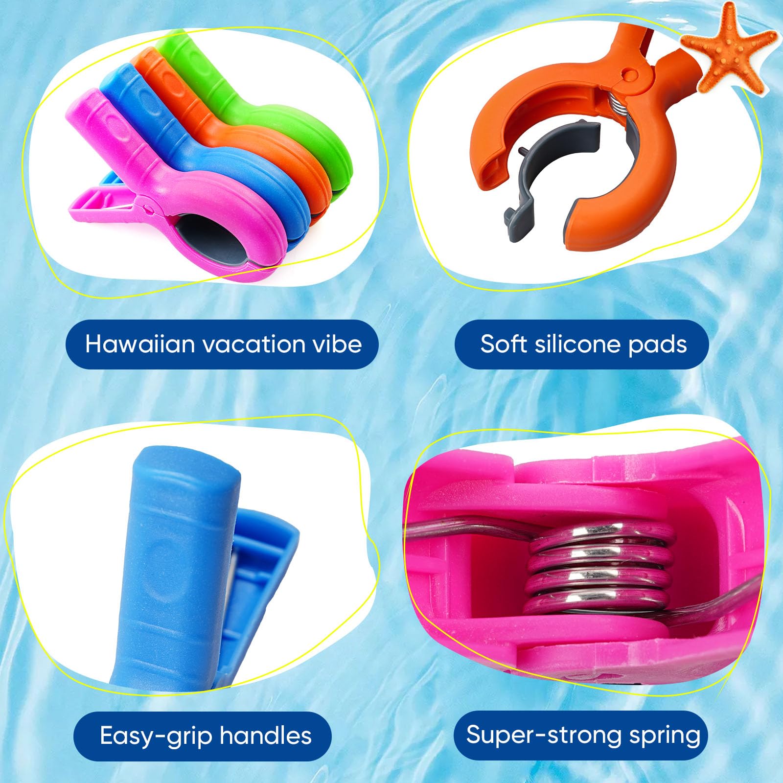 8 Stück Handtuchklammern Für Strandliegen - Extra Groß & Winddicht Mit Silikon