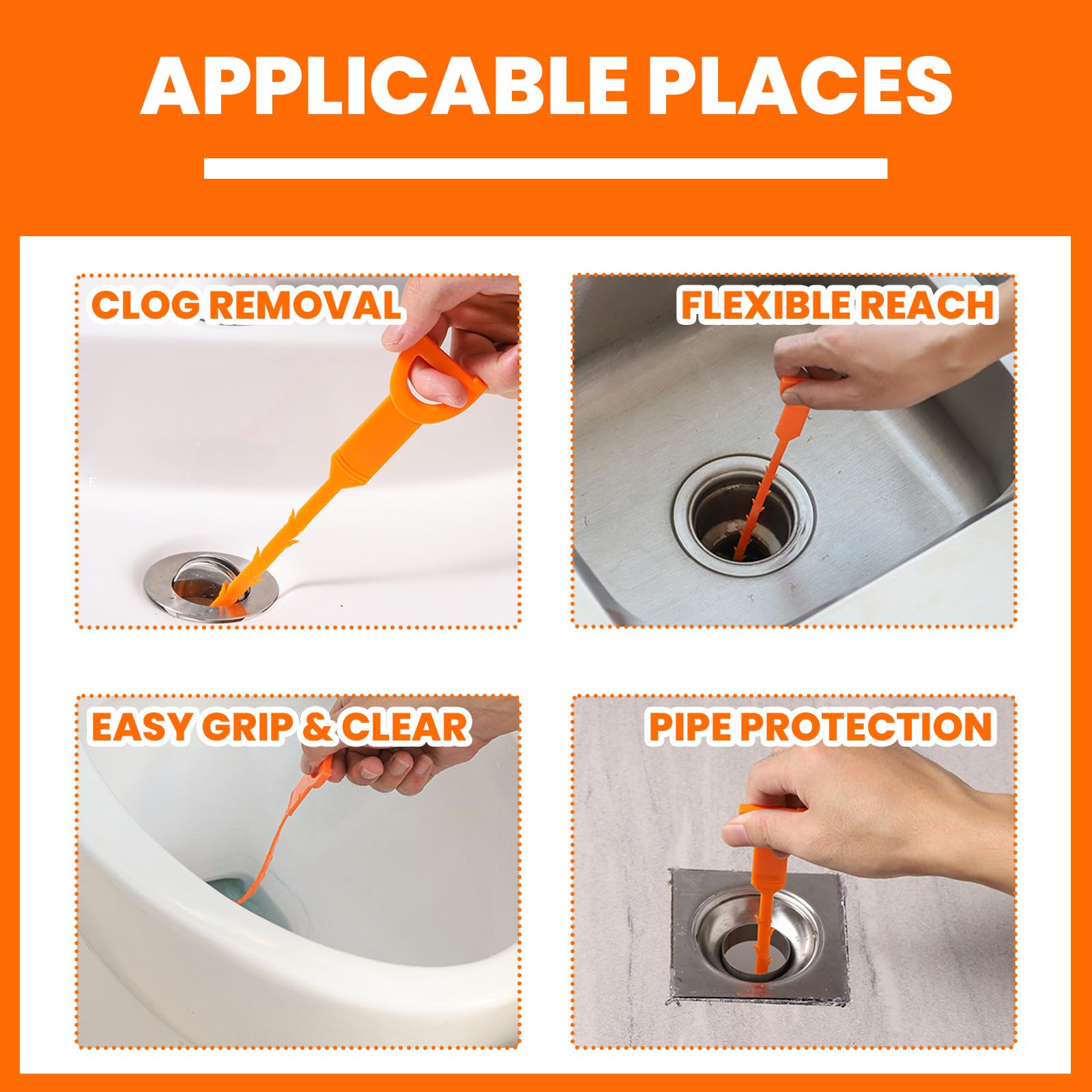 Drain Snake Clog Remover - 4 Pack -6 Drain Snake Clog Remover - 4 Pack -6