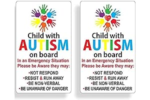 2-Pack Child with Autism on Board Awareness Reflective Vinyl Sticker Decals