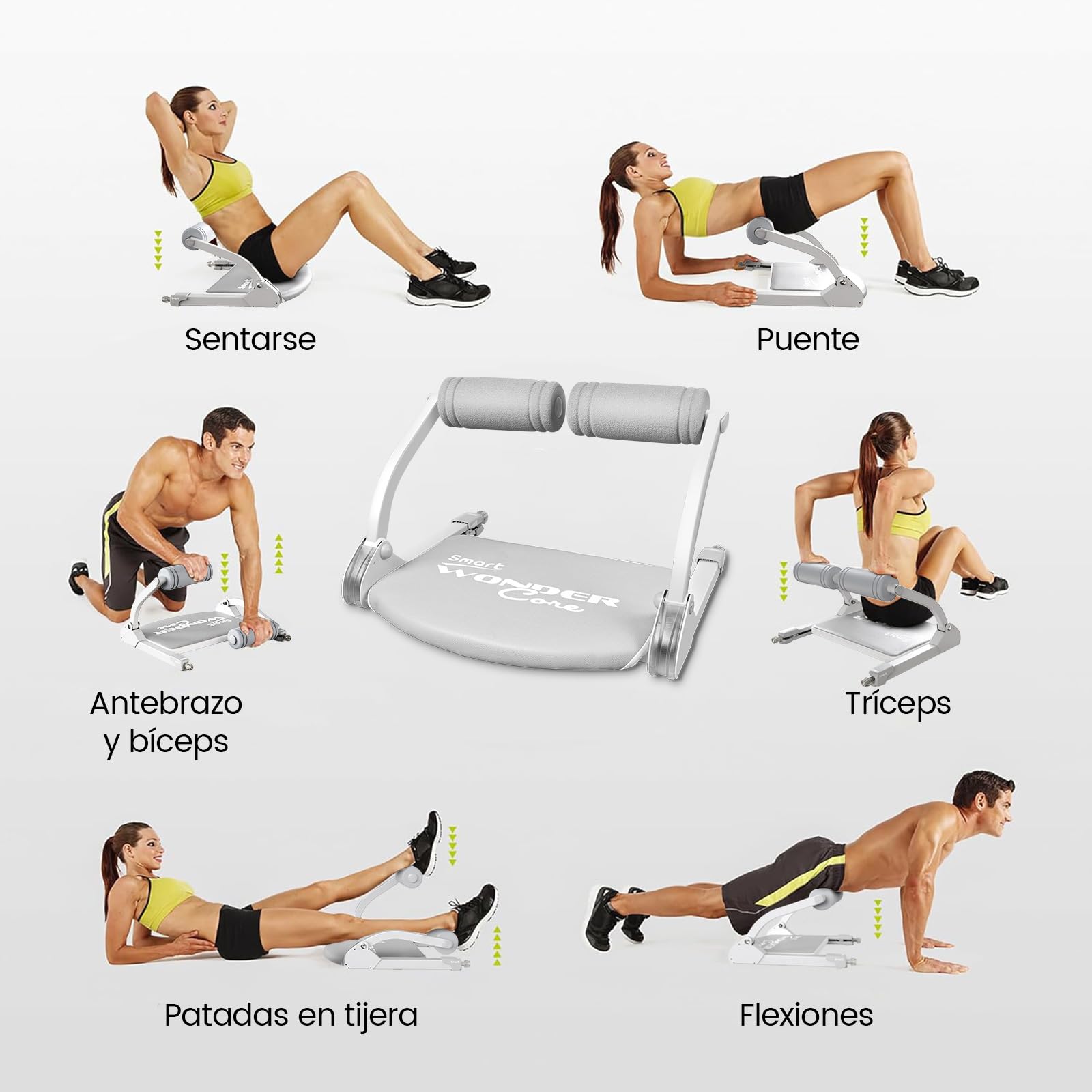 WONDER CORE SMART, equipo de entrenamiento abdominal, máquina de abdominales para entrenamiento de vientre, máquina abdominal para abdominales, máquina de abdominales y equipo de ejercicio,