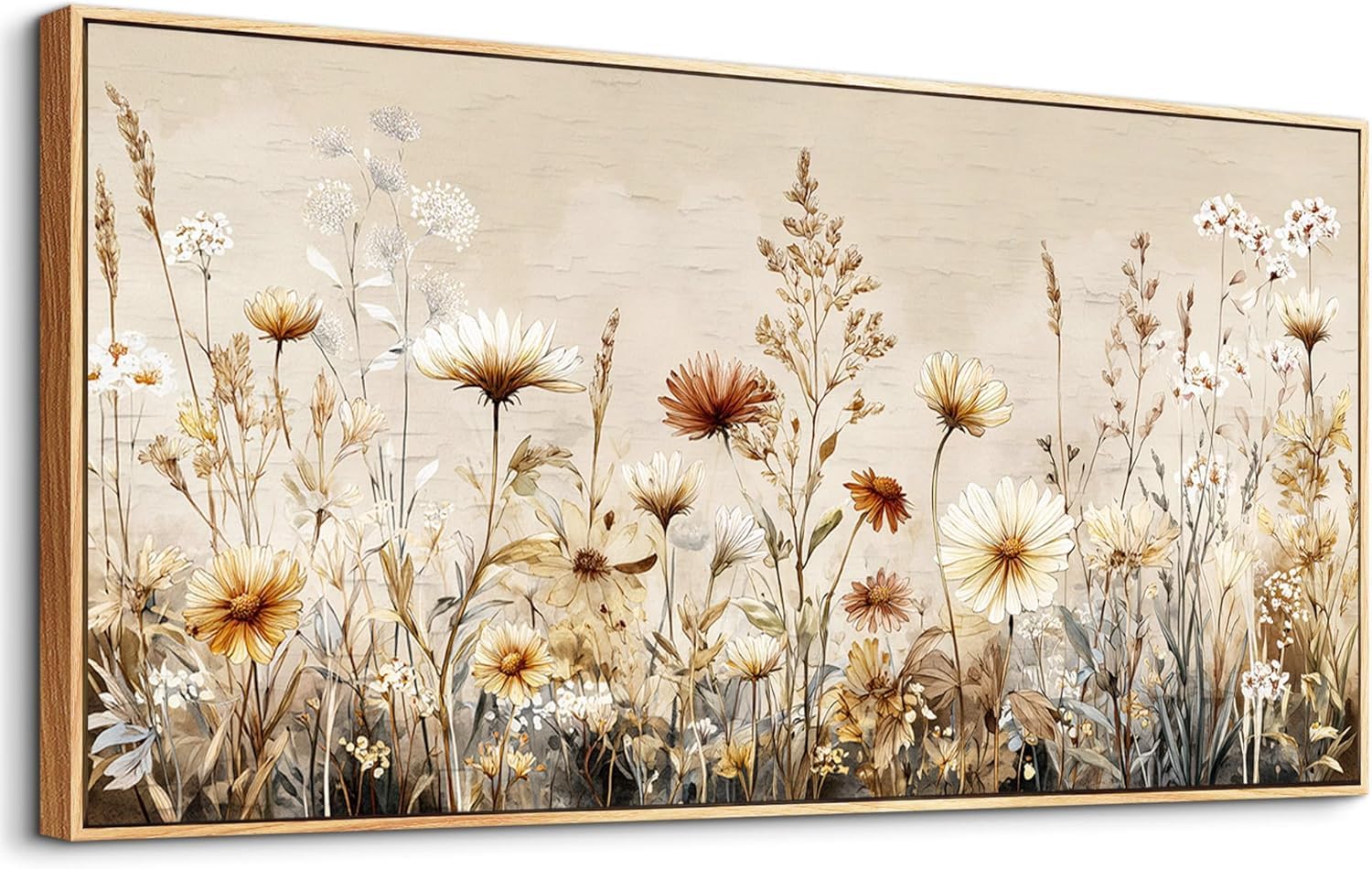 lianyibo Mural Abstract Ink-Wash Flower Canvas Wall Art Restaurant Kitchen Decorations Printed Artworks Modern Home Decor(55x110cm/Frameless)