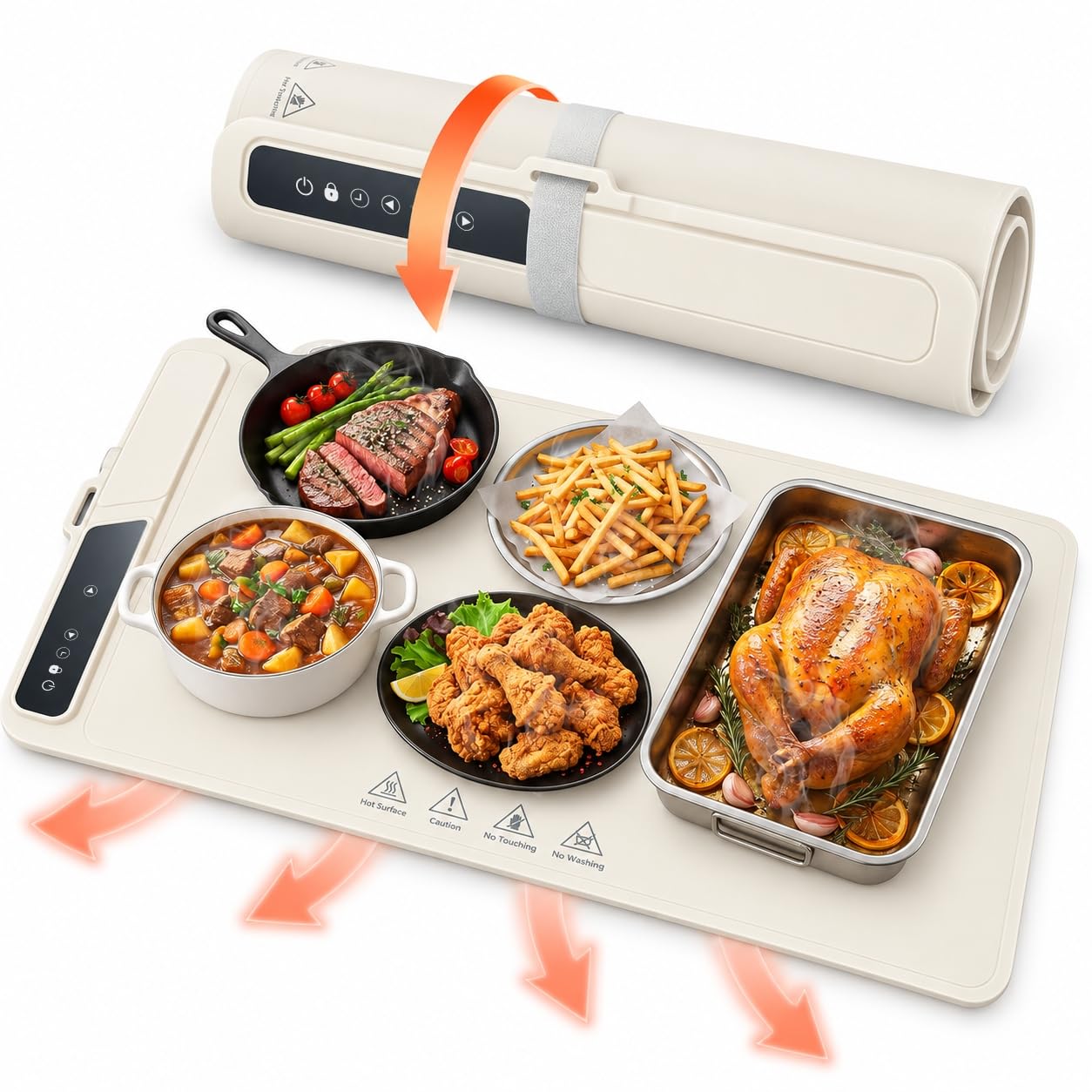 Warming Mat for Food, 24x16 Inch, Fast Heat, 5 Heat Levels, 4 Hour Timer