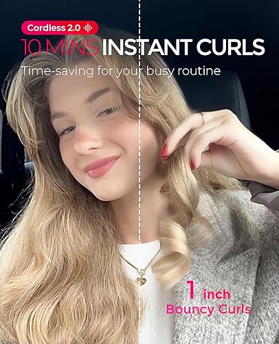 Miniatura 6 de TYMO TYMO CurlGo - Rizador automático inalámbrico de 1 pulgada, rizador giratorio de ondas de playa de 1 pulgada, rizador de pelo portátil para