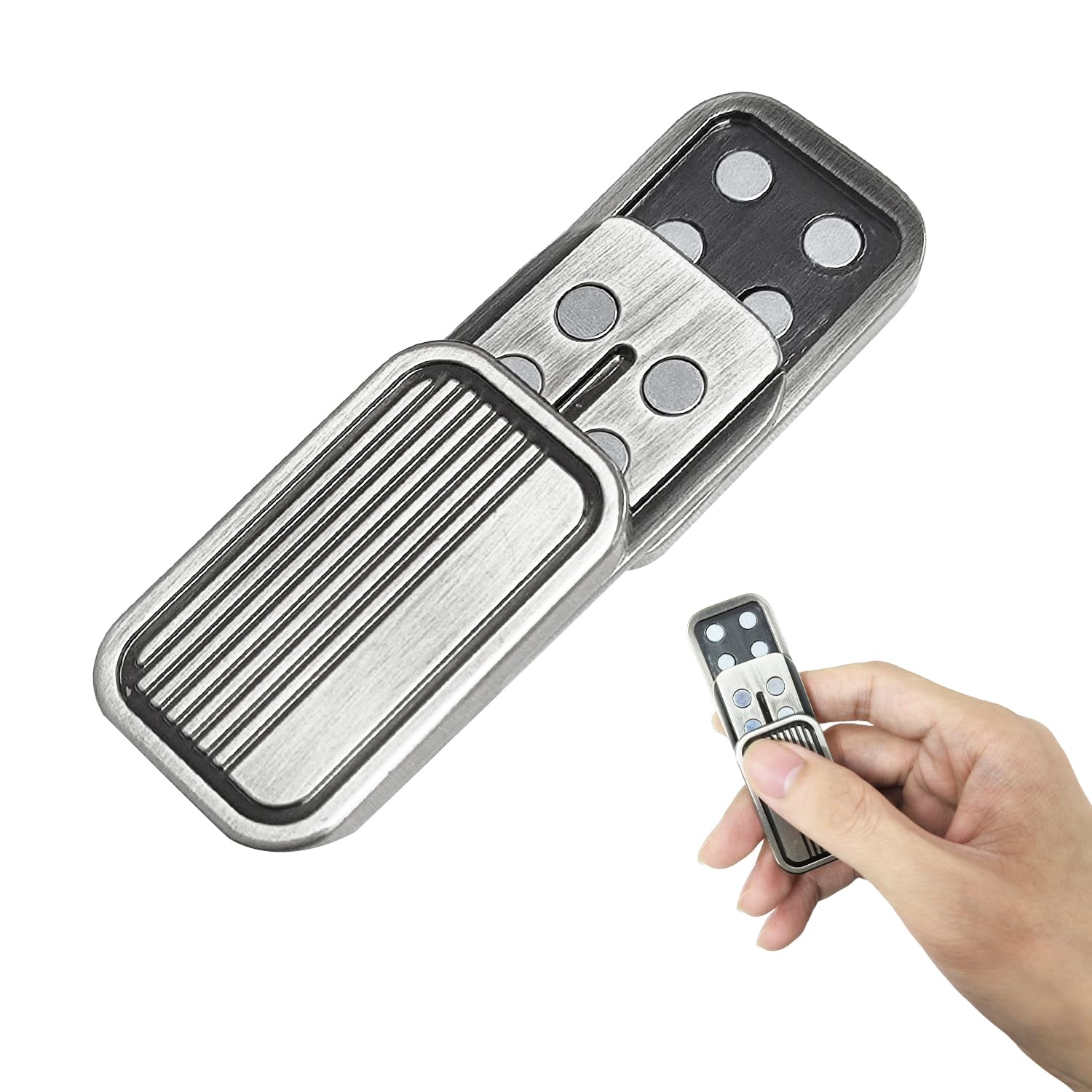 1 X 금속 3레이어 푸시 포커 카드 코인 압축 해제 카드(실버)-Freehip.co.kr