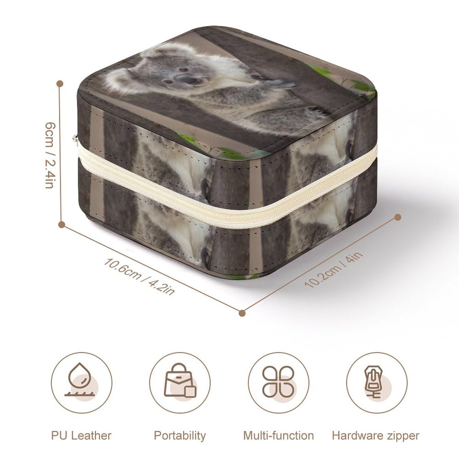 Funny Koala Small Jewelry Box,Portable Travel Jewelry Case, for Women And Girls Earring Rings Necklace Bracelets Accessories
