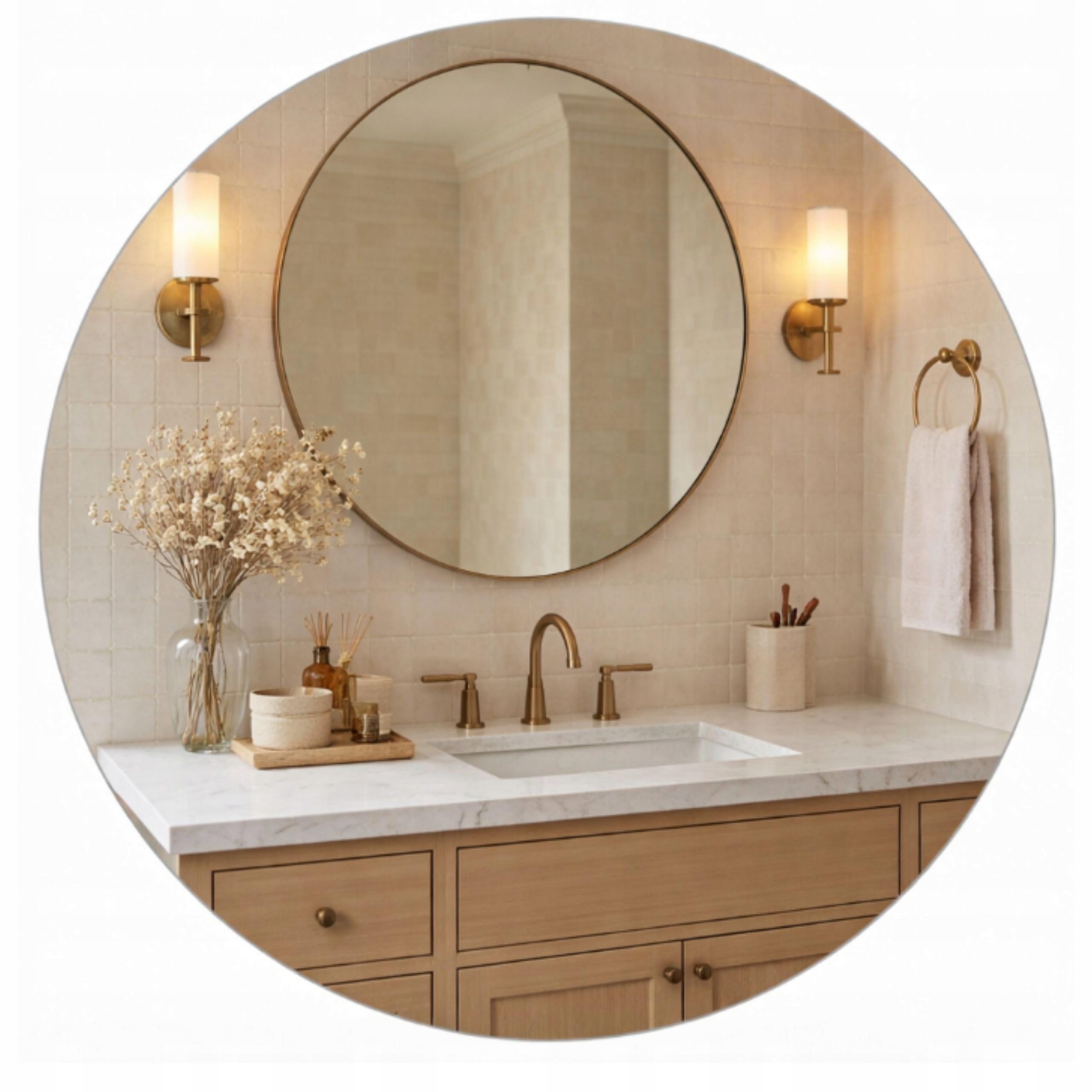 - Round Bathroom Mirror 70Cm Frameless Polished Edge 4mm Silver Glass