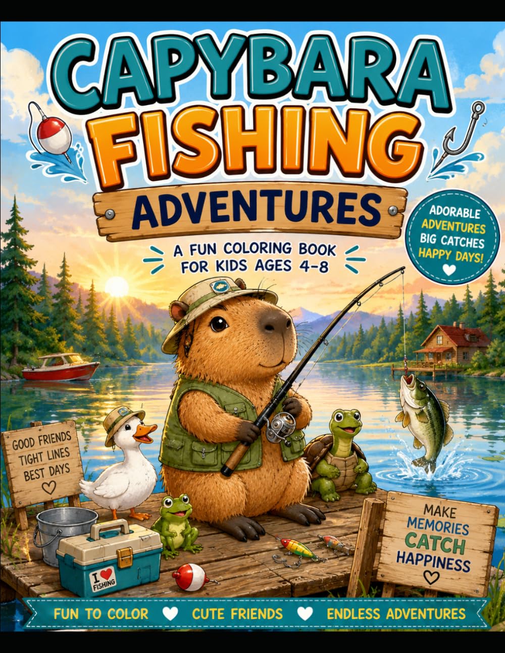 Capybara Fishing Adventures: A fun coloring book for ages 4-8 (The Capybara Adventure Series)